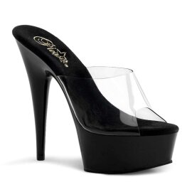 Pleaser Mules DELIGHT-601 Trasparente/Nero EU-35 / US-5