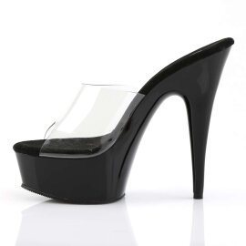 Pleaser Mules DELIGHT-601 Trasparente/Nero EU-35 / US-5