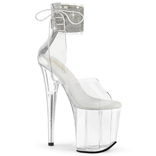 Pleaser FLAMINGO-824RS Sandali Con Plateau Trasparente Strass Trasparente EU-41 / US-11
