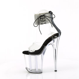 Pleaser FLAMINGO-824RS Sandali Con Plateau Trasparente Strass Trasparente Nero EU-35 / US-5