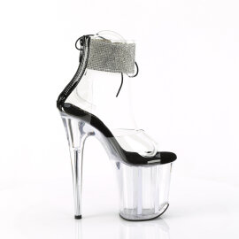 Pleaser FLAMINGO-824RS Sandali Con Plateau Trasparente Strass Trasparente Nero EU-35 / US-5