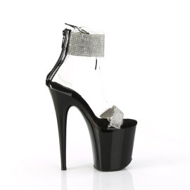 Pleaser FLAMINGO-827RS Sandali Con Plateau Trasparente Strass Nero EU-42 / US-12