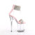 Pleaser FLAMINGO-827RS Sandali Con Plateau Trasparente Strass Argento Rosa Pastello EU-35 / US-5