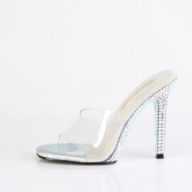 Fabulicious GALA-01DML Mules Trasparente Strass Argento EU-40 / US-10