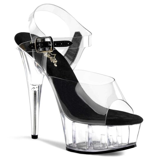 Pleaser Sandali DELIGHT-608 Trasparente-Nero/Trasparente EU-35 / US-5