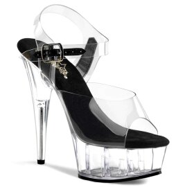 Pleaser Sandali DELIGHT-608 Trasparente-Nero/Trasparente EU-35 / US-5