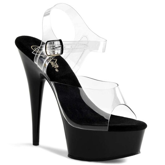 Pleaser Sandali DELIGHT-608 Trasparente/Nero EU-35 / US-5
