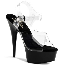 Pleaser Sandali DELIGHT-608 Trasparente/Nero EU-35 / US-5