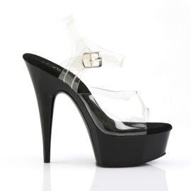Pleaser Sandali DELIGHT-608 Trasparente/ Nero EU-39 / US-9