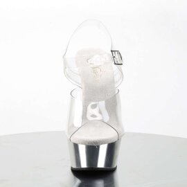 Pleaser Sandali DELIGHT-608 Trasparente/Argento Cromato EU-35 / US-5