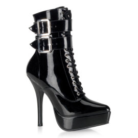 Devious INDULGE-1026 Stivaletti Con Plateau Vernice Nero EU-37 / US-7