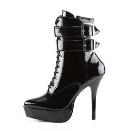 Devious INDULGE-1026 Stivaletti Con Plateau Vernice Nero EU-43 / US-13