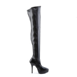 Devious INDULGE-3000 Stivali Sopra Il Ginocchio Con Plateau Similpelle Nero EU-38 / US-8