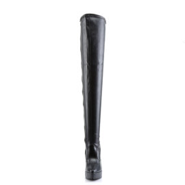 Devious INDULGE-3000 Stivali Sopra Il Ginocchio Con Plateau Similpelle Nero EU-43 / US-13
