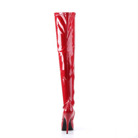 Devious INDULGE-3000 Stivali Sopra Il Ginocchio Con Plateau Vernice Rosso EU-43 / US-13