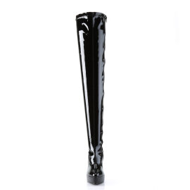 Devious INDULGE-3063 Stivali Sopra Il Ginocchio Con Plateau Vernice Nero EU-37 / US-7