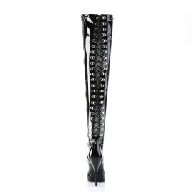 Devious INDULGE-3063 Stivali Sopra Il Ginocchio Con Plateau Vernice Nero EU-37 / US-7