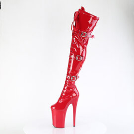 Pleaser INFINITY-3028 Stivali Sopra Il Ginocchio Con Plateau Vernice Rosso EU-38 / US-8