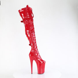 Pleaser INFINITY-3028 Stivali Sopra Il Ginocchio Con Plateau Vernice Rosso EU-35 / US-5