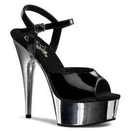 Pleaser Sandali DELIGHT-609 Nero/Argento Cromato EU-35 / US-5