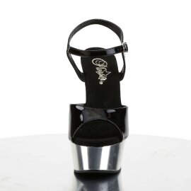 Pleaser Sandali DELIGHT-609 Nero/Argento Cromato EU-35 / US-5