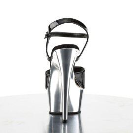 Pleaser Sandali DELIGHT-609 Nero/Argento Cromato EU-35 / US-5
