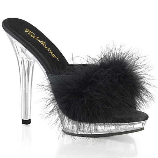 Fabulicious LIP-101-8 Mules Trasparente Nero EU-44 / US-14