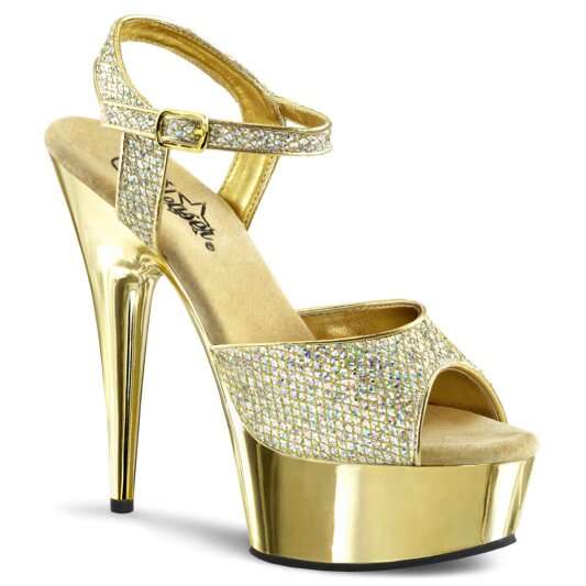 Pleaser Sandali DELIGHT-609G Dorato Multi Glitter/Oro Cromato EU-41 / US-11
