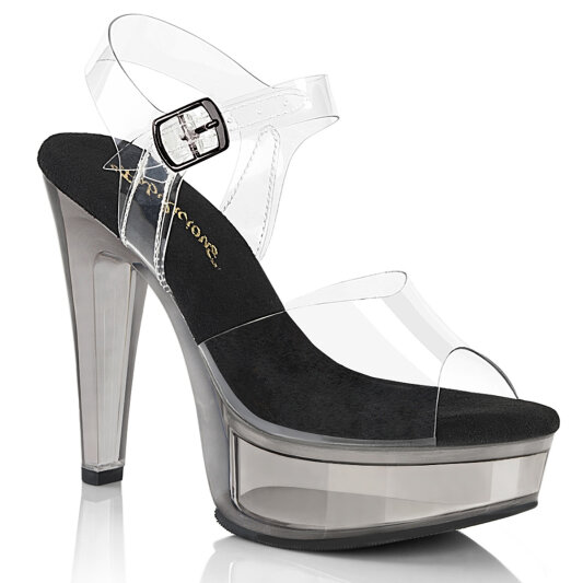 Fabulicious MARTINI-508 Sandali Con Plateau Trasparente Fumo Nero EU-38 / US-8