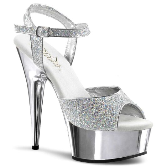 Pleaser Sandali DELIGHT-609G Argento Multi Glitter/Argento Cromato EU-41 / US-11