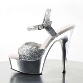 Pleaser Sandali DELIGHT-609G Argento Multi Glitter/Argento Cromato EU-35 / US-5