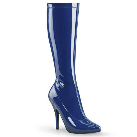 Pleaser SEDUCE-2000 Stivali Al Ginocchio Vernice Blu EU-37 / US-7