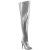 Pleaser SEDUCE-3000WC Stivali Sopra Il Ginocchio Metallizzato Similpelle Argento EU-37 / US-7