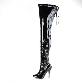 Pleaser SEDUCE-4000SLT Stivali Sopra Il Ginocchio Vernice Nero EU-39 / US-9