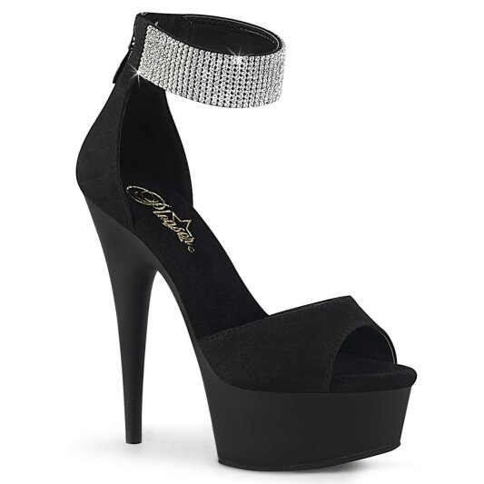 Pleaser Sandali DELIGHT-625 Finto Camoscio Nero/Nero Opaco EU-37 / US-7