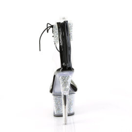 Pleaser SKY-327RSI Sandali Con Plateau Strass Argento Nero EU-37 / US-7