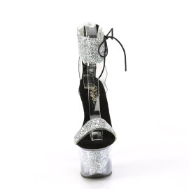 Pleaser SKY-327RSI Sandali Con Plateau Strass Argento...