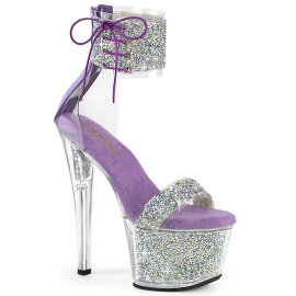 Pleaser SKY-327RSI Sandali Con Plateau Strass Argento...