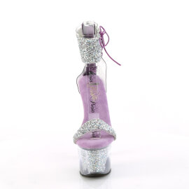Pleaser SKY-327RSI Sandali Con Plateau Strass Argento...