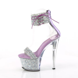 Pleaser SKY-327RSI Sandali Con Plateau Strass Argento Lavanda EU-35 / US-5