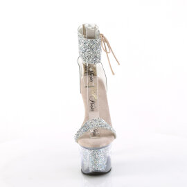 Pleaser SKY-327RSI Sandali Con Plateau Strass Argento...