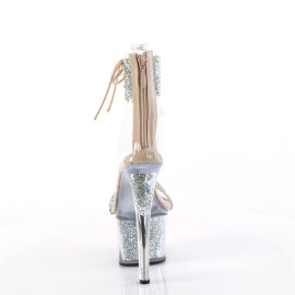 Pleaser SKY-327RSI Sandali Con Plateau Strass Argento Beige EU-37 / US-7
