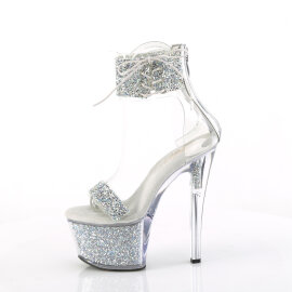 Pleaser SKY-327RSI Sandali Con Plateau Strass Argento EU-40 / US-10