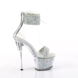 Pleaser SKY-327RSI Sandali Con Plateau Strass Argento EU-39 / US-9