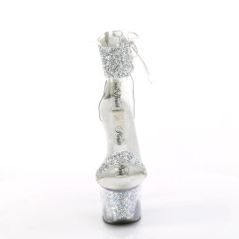Pleaser SKY-327RSI Sandali Con Plateau Strass Argento...
