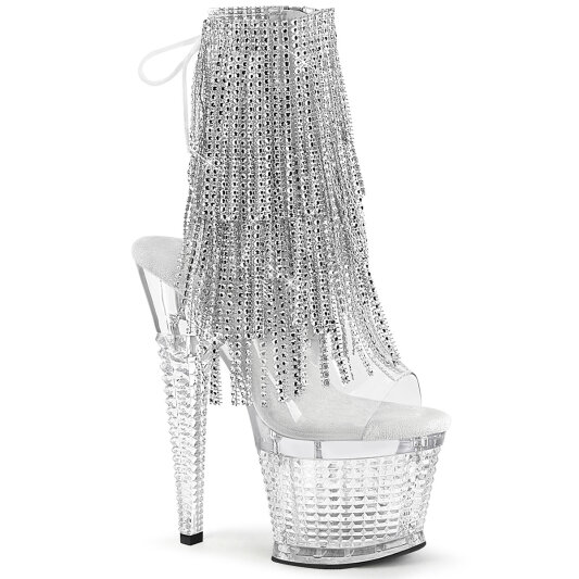 Pleaser SPECTATOR-1017RSF Sandali Con Plateau Trasparente Strass Argento EU-37 / US-7