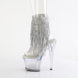 Pleaser SPECTATOR-1017RSF Sandali Con Plateau Trasparente Strass Argento EU-37 / US-7