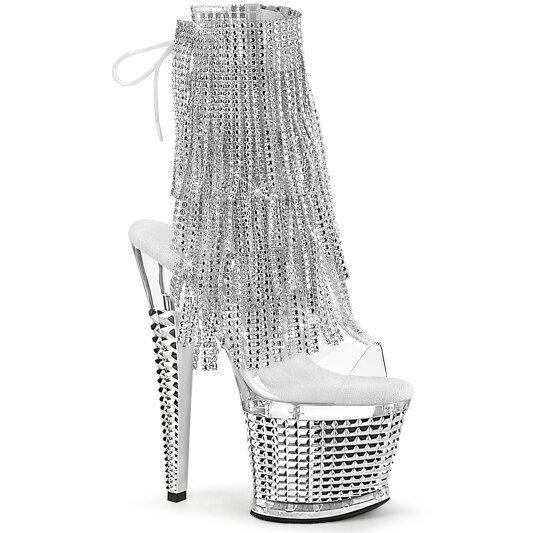 Pleaser SPECTATOR-1017RSF Sandali Con Plateau Cromato Trasparente Strass Argento EU-37 / US-7