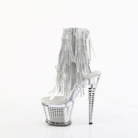 Pleaser SPECTATOR-1017RSF Sandali Con Plateau Cromato Trasparente Strass Argento EU-37 / US-7