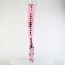 Pleaser SPECTATOR-3030 Stivali Sopra Il Ginocchio Con Plateau Similpelle Trasparente Rosa EU-37 / US-7